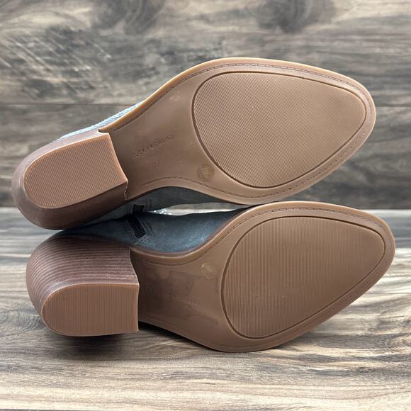 NWOB Lucky Brand Lakelon 8M Suede Cowboy Western Boots Castle Rock Metallic Bead - Picture 11 of 12